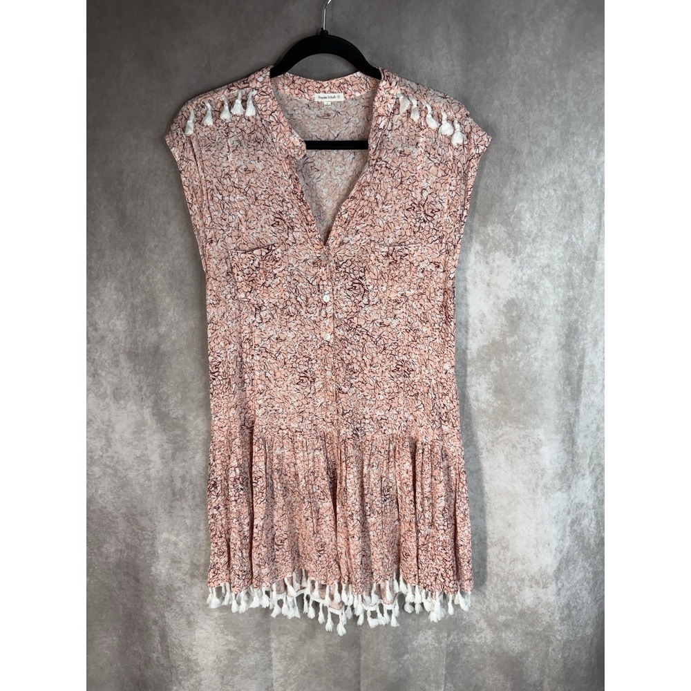 Poupette‎ St Barth Heni Tassel Trim Mini Dress In Pink Women's Size L